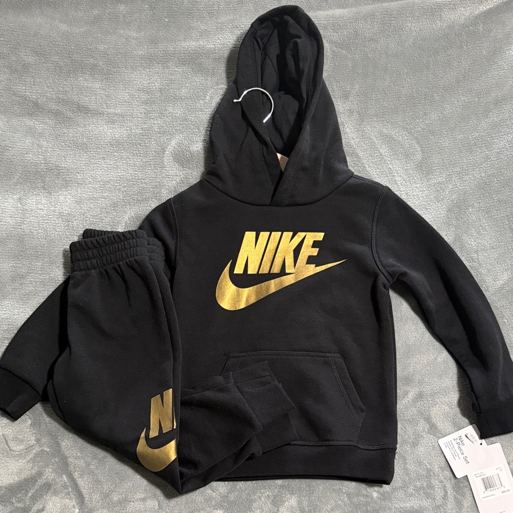 Nike Black Hoodie and Joggers with Gold Logo